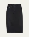 Prada Slit Denim Midi-skirt In Black