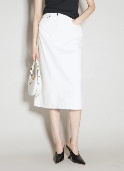 Prada Denim Midi Skirt In White
