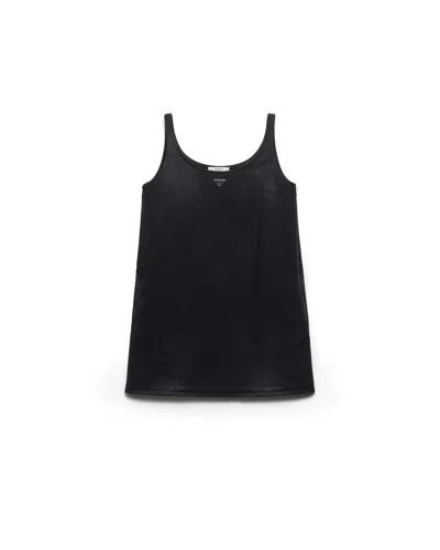 Prada Denim Mini-dress In Black