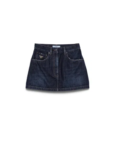 Prada Denim Miniskirt In Blau