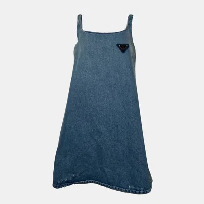 Pre-owned Prada Denim Mod Dress It 36 In Blue