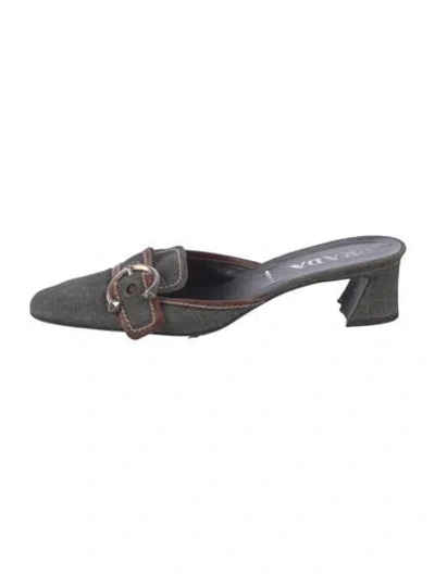 Pre-owned Prada Denim Mules In Black/brown