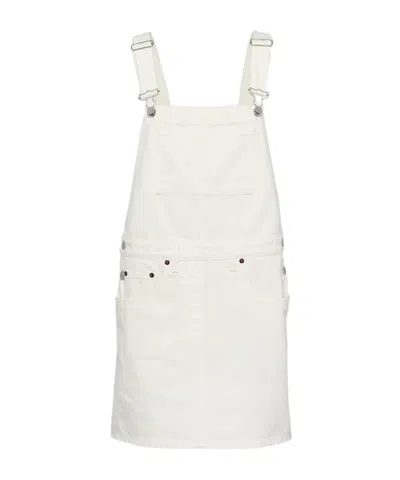 PRADA PRADA TRIANGLE-LOGO DENIM OVERALL MINI-DRESS