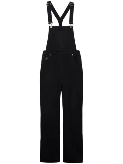 Prada Latzhose Aus Denim In Black