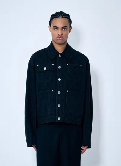Prada Denim Overshirt In Black