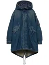 Prada Hooded Longline Coat Drawstring Hem In Blue