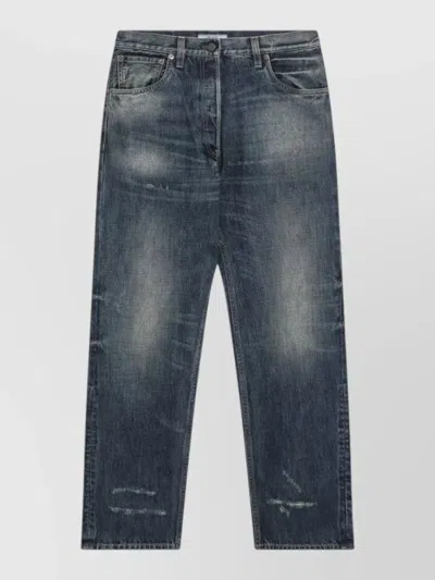 Prada Denim Pants Belt Loops Five Pocket Design In Blue