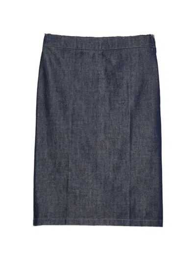 Prada Denim Pencil Mini Skirt In Blue