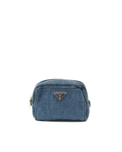Pre-owned Prada Denim Pouch In Blue