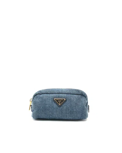 Pre-owned Prada Denim Pouch In Blue