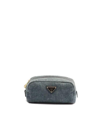 Pre-owned Prada Denim Pouch In Blue