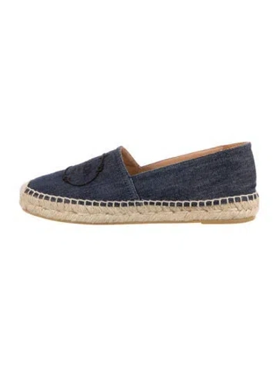 Pre-owned Prada Denim Printed Espadrilles In Blue