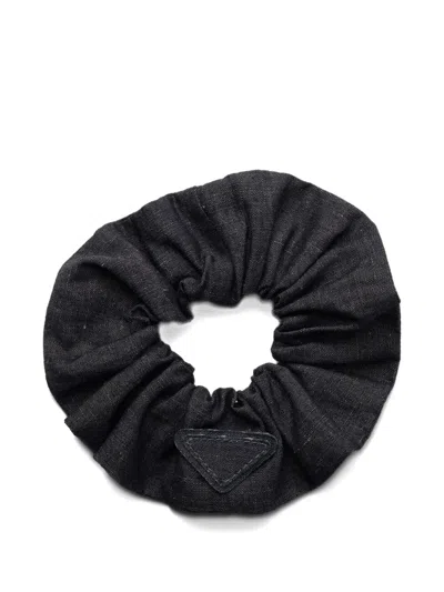 Prada Denim Scrunchie In Black