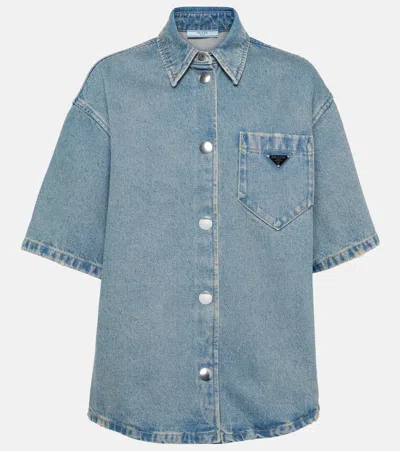 Prada Denim Shirt In Blue