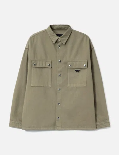 Prada Denim Shirt In Green