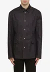 Prada Blue Denim Shirt Jacket In Black