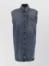 Prada Denim Shirt Sleeveless Chest Pocket In Blue
