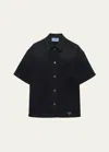 Prada Denim Short Sleeve Shirt In F0557 Black