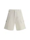 Prada Denim Bermuda Shorts With Back And Cargo Pockets In White