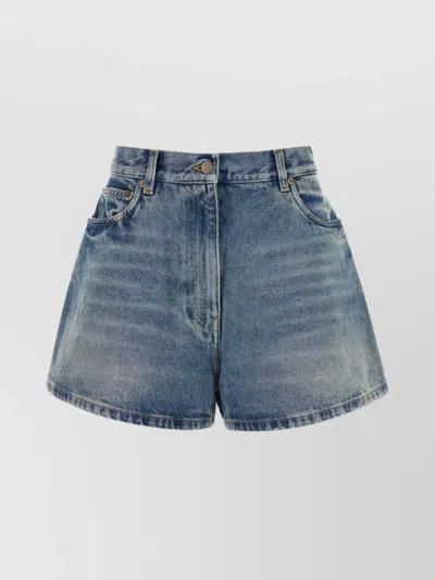 Prada Denim Shorts With Front And Back Pockets In Blue