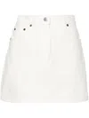 Prada Logo-appliqué Denim Mini Skirt In White
