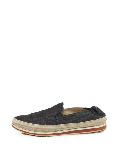 Pre-owned Prada Denim Slip-on Loafers In Blue