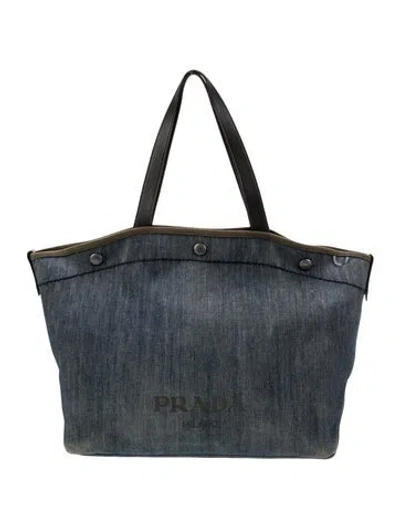 Pre-owned Prada Denim Tote In Blue