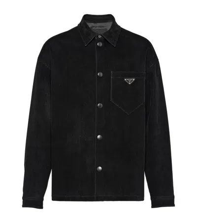 Prada Stretch Cotton Shirt In Black