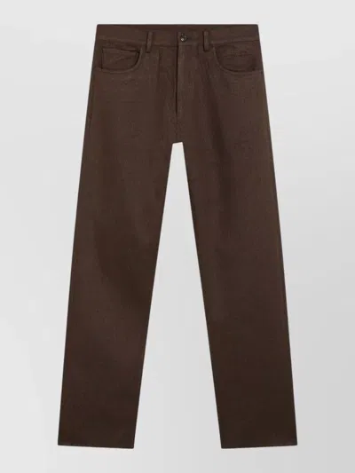 Prada Denim Trousers Belt Loops And Pockets In Brown