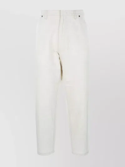 Prada Denim Trousers With Pockets And Loops In White