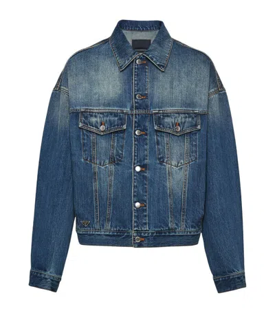 Prada Denim Trucker Jacket In Light Blue