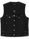 Prada Jeansweste Mit Zickzackmuster In Black  
