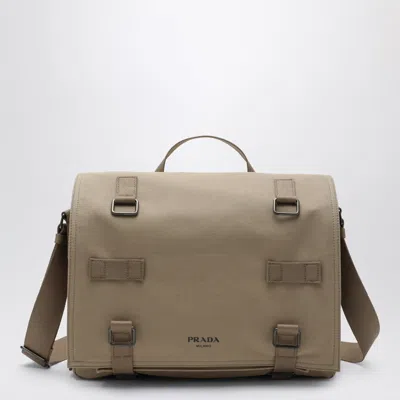 Prada Desertcolored Canvas Crossbody Bag In Brown