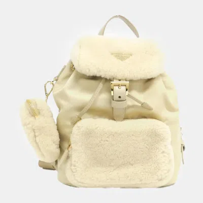 Pre-owned Prada Deserto Re-nylon And Shearling Backpack Bag