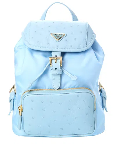 Prada Deserto Tessuto & Ostrich Backpack In Orange