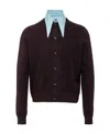 Prada Detachable-collar Cashmere-blend Cardigan In Brown