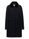Prada Detachable Collar Single-breasted Coat In Black