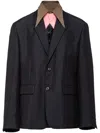 Prada Wool Single-breasted Jacket In Blue