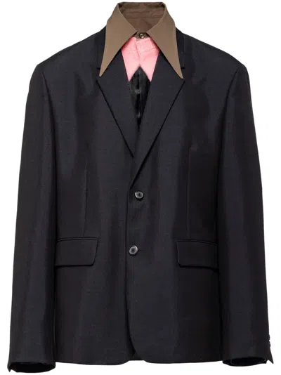 PRADA DETACHABLE-COLLAR WOOL BLAZER