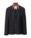 Prada Detachable-collar Wool Blazer In Blue
