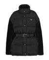 Prada Detachable-sleeve Belted Puffer Jacket In Black
