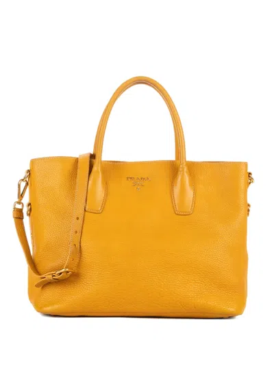 Pre-owned Prada Detachable-strap Tote Bag In Yellow