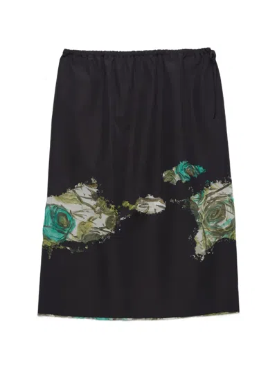 Prada Devoré Poplin Midi-skirt In Multi