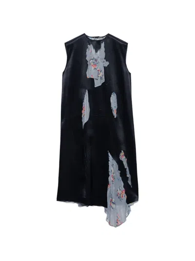 Prada Devoré Satin Dress In Blue