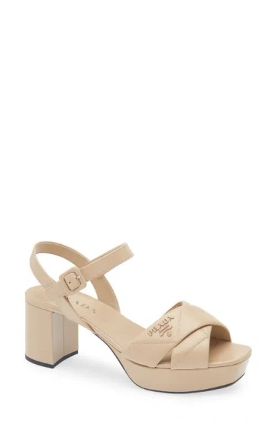 PRADA PRADA DIAGRAM QUILTED LEATHER PLATFORM SANDAL