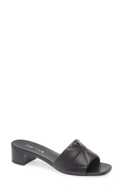 Prada Diagram Slide Sandal In Nero
