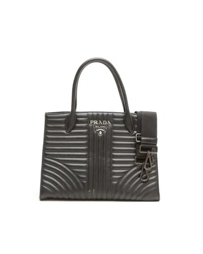 Prada Diagramme Tote Bag In Black
