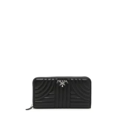 Prada Diagramme Zipper Wallet In Black