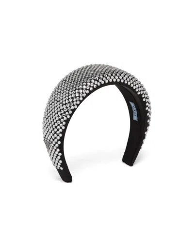 PRADA EMBELLISHED SATIN HEADBAND