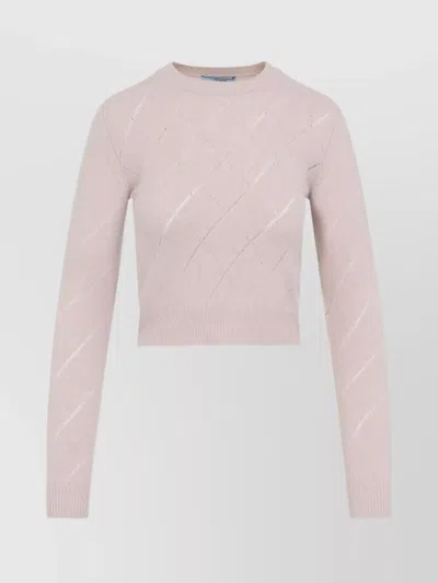 PRADA DIAMOND PATTERN CREW NECK KNIT SWEATER